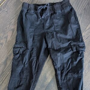 Roots Black Canvas Cargo Joggers